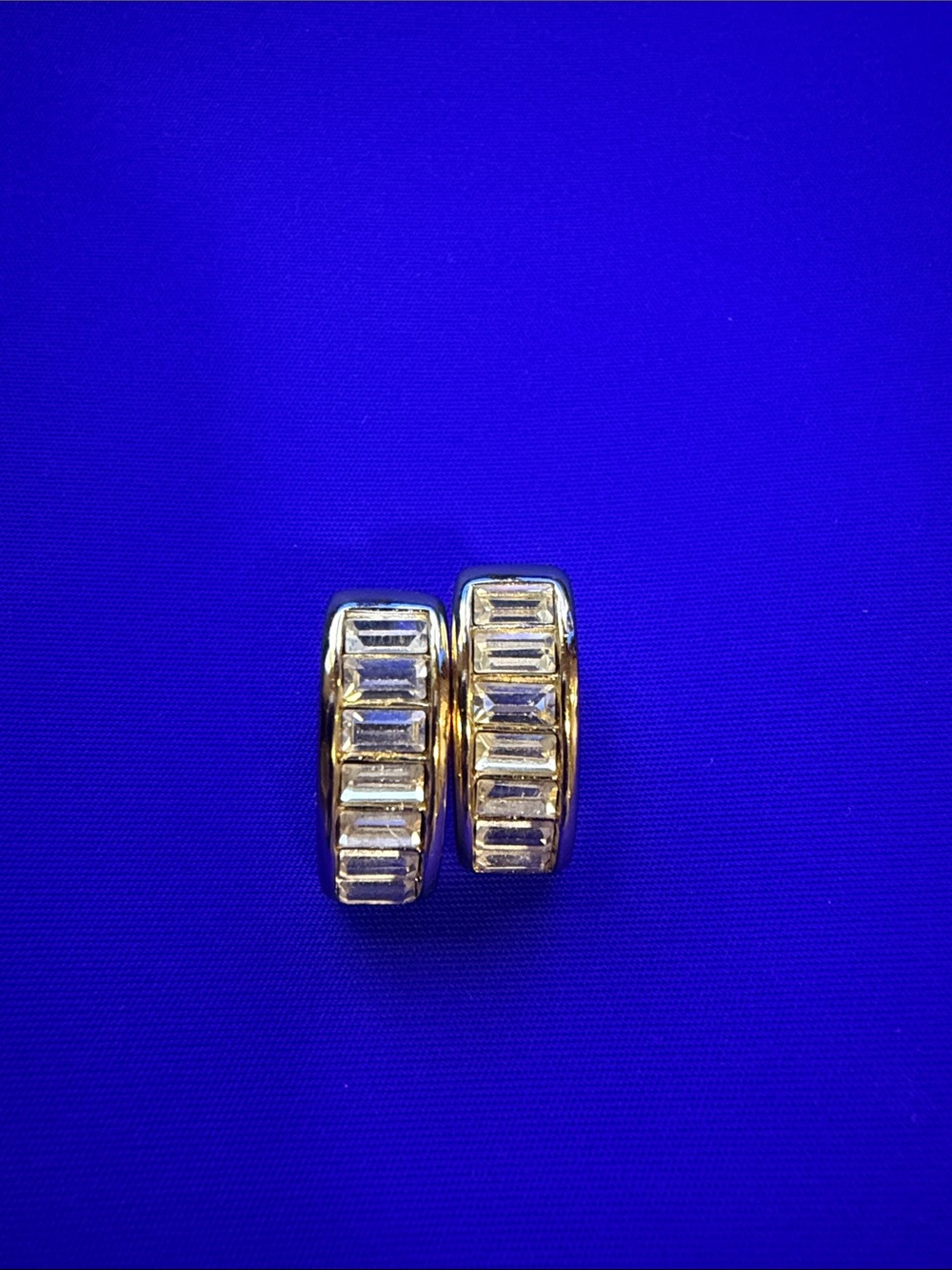Vintage Signed Christian Dior Crescent Huggie Post Earrings